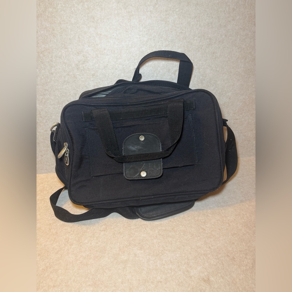 Atlantic Black Travel Shoulder Computer Laptop Electronic Bag 3 Zipper Pockets - Picture 6 of 9